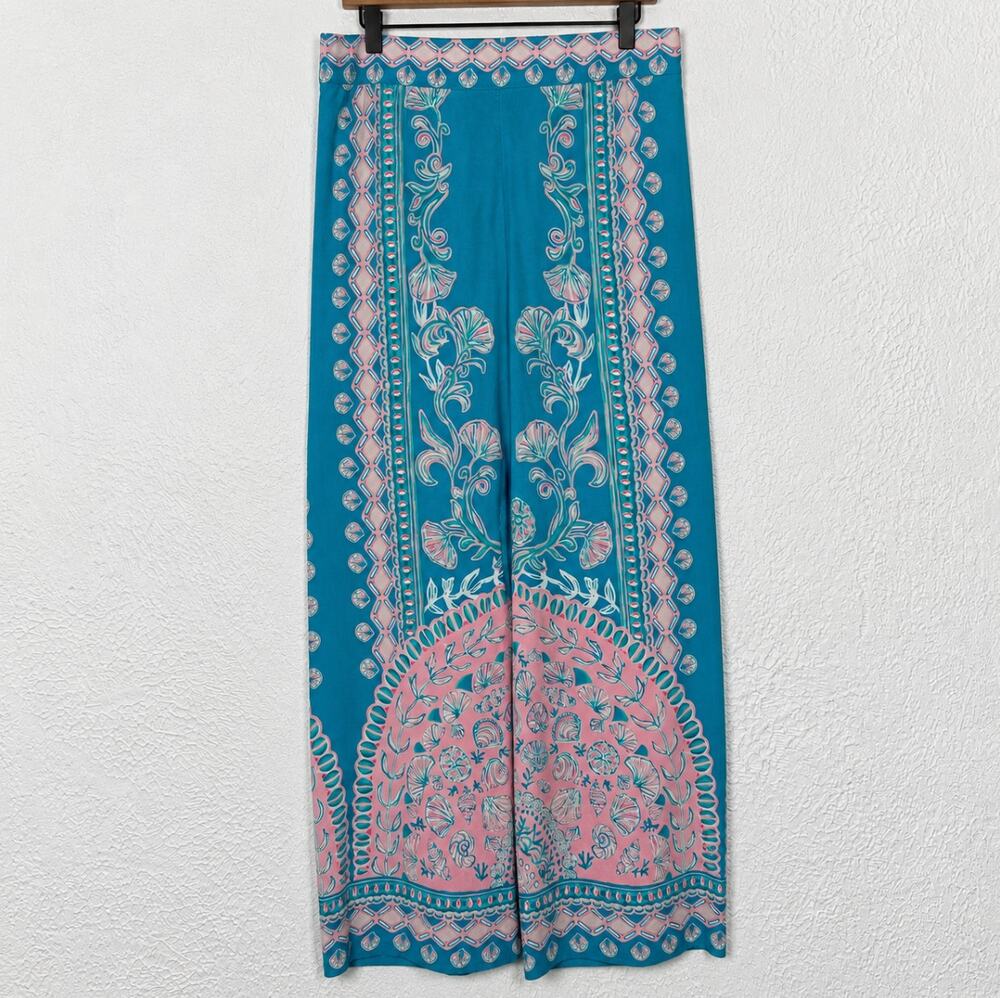 Lilly Pulitzer Bal Harbour Mid Rise Palazzo Pants Waterya Waiting For Medium